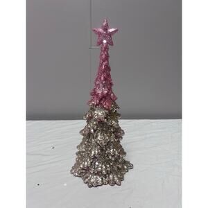 Bright Town Lighted Glitter Christmas Tree Battery Operated Pink Tabletop